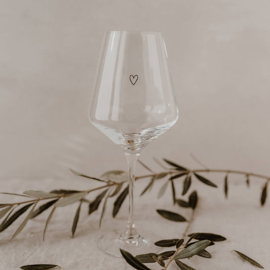 Verre à vin - Coeur gravé