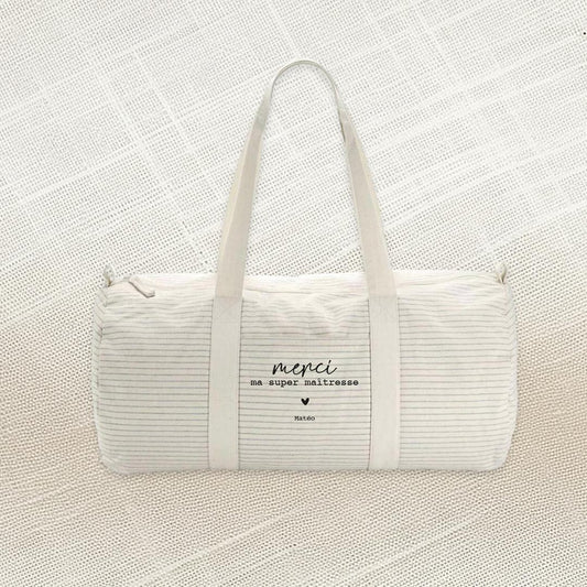 Sac Polochon à rayures « Collection Merci »