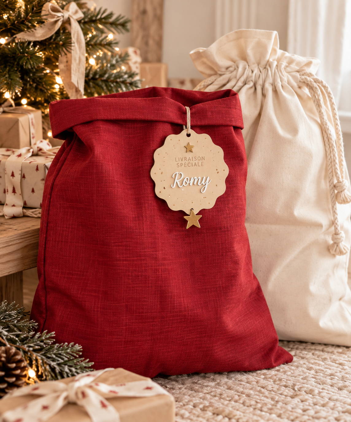 Hotte de Noël + médaillon