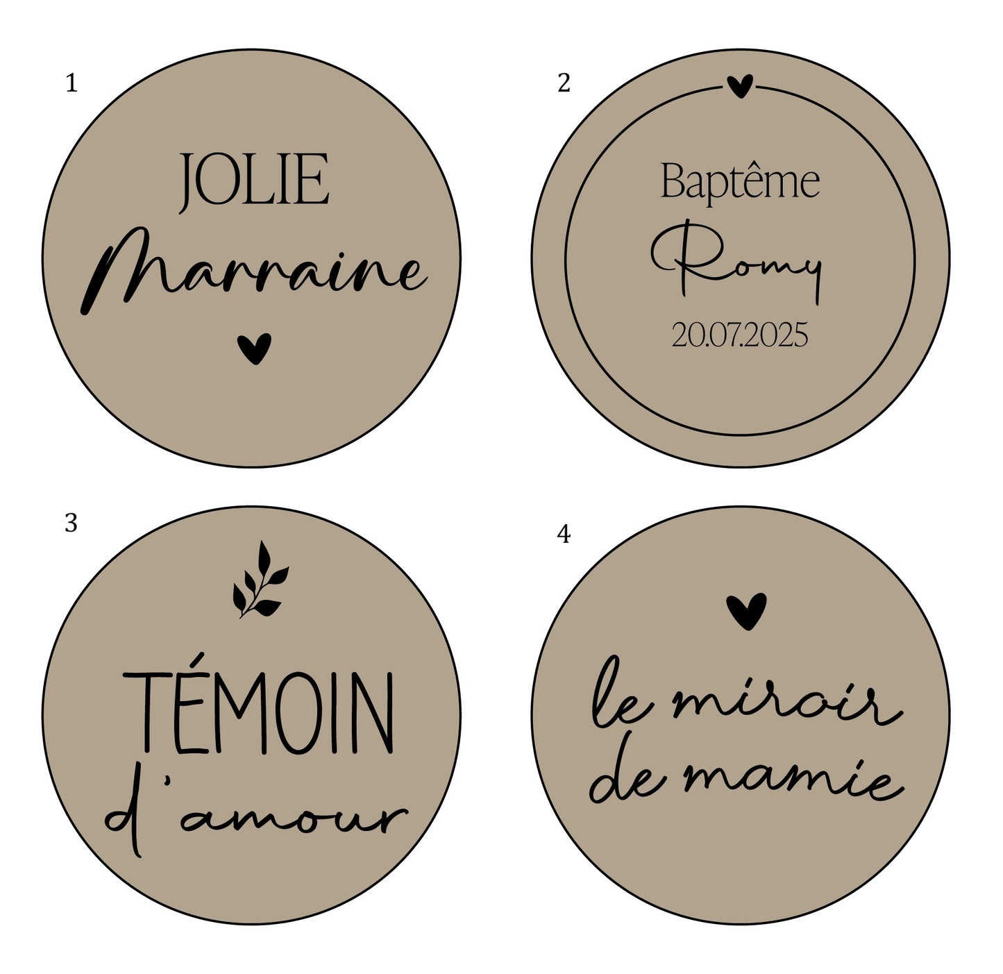 Miroir de poche en bois rond