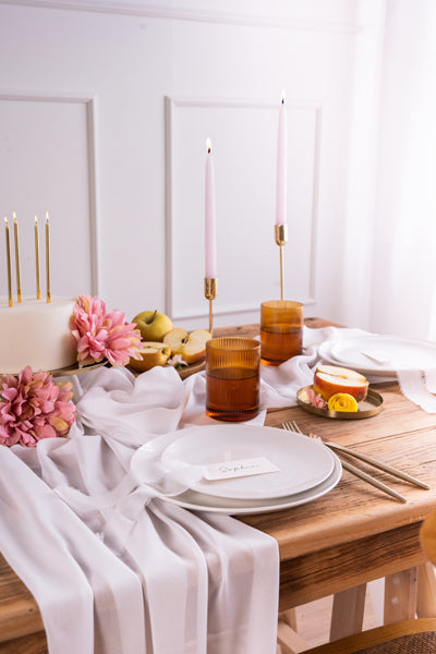 Chemin de table en chiffon, blanc cassé, 0,48 x 5 m