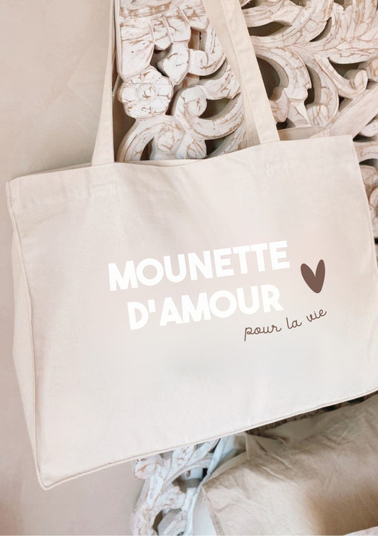 Sac cabas beige coton "Logo maman"