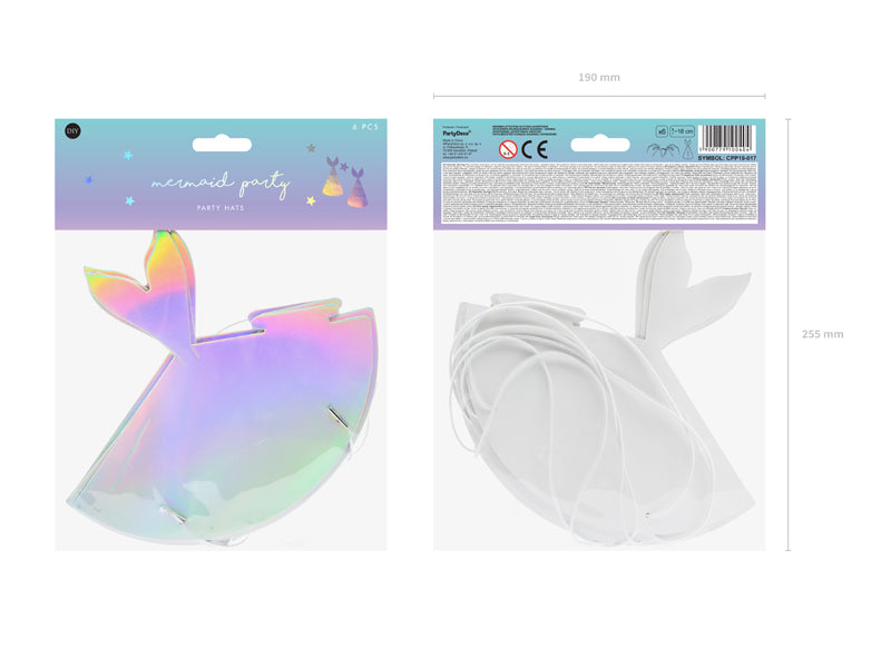 Chapeaux de fête sirène irisé – 18cm (lot de 6 pièces) – Atelier Romy