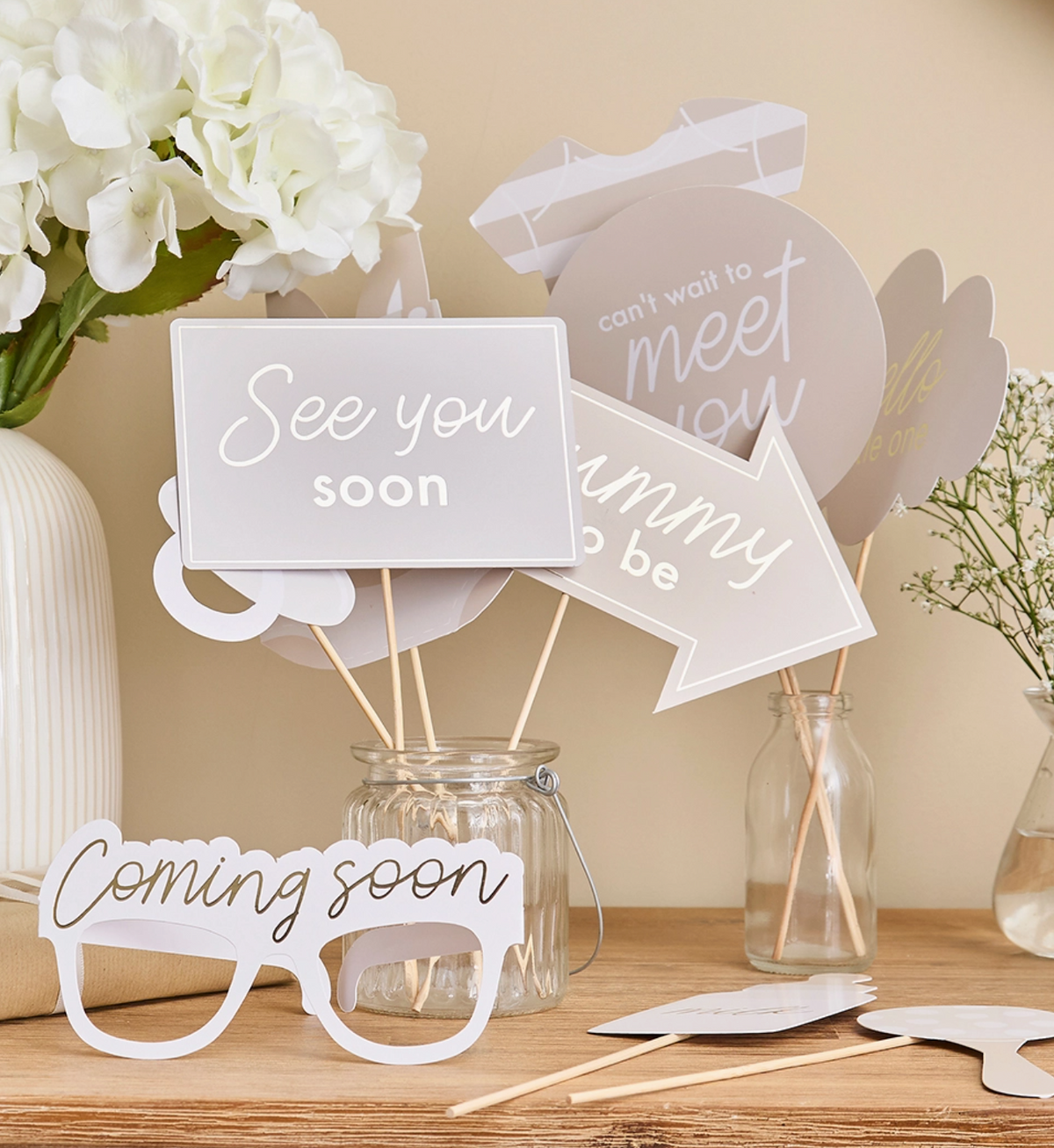 Accessoires photo neutres pour baby - lot de 10