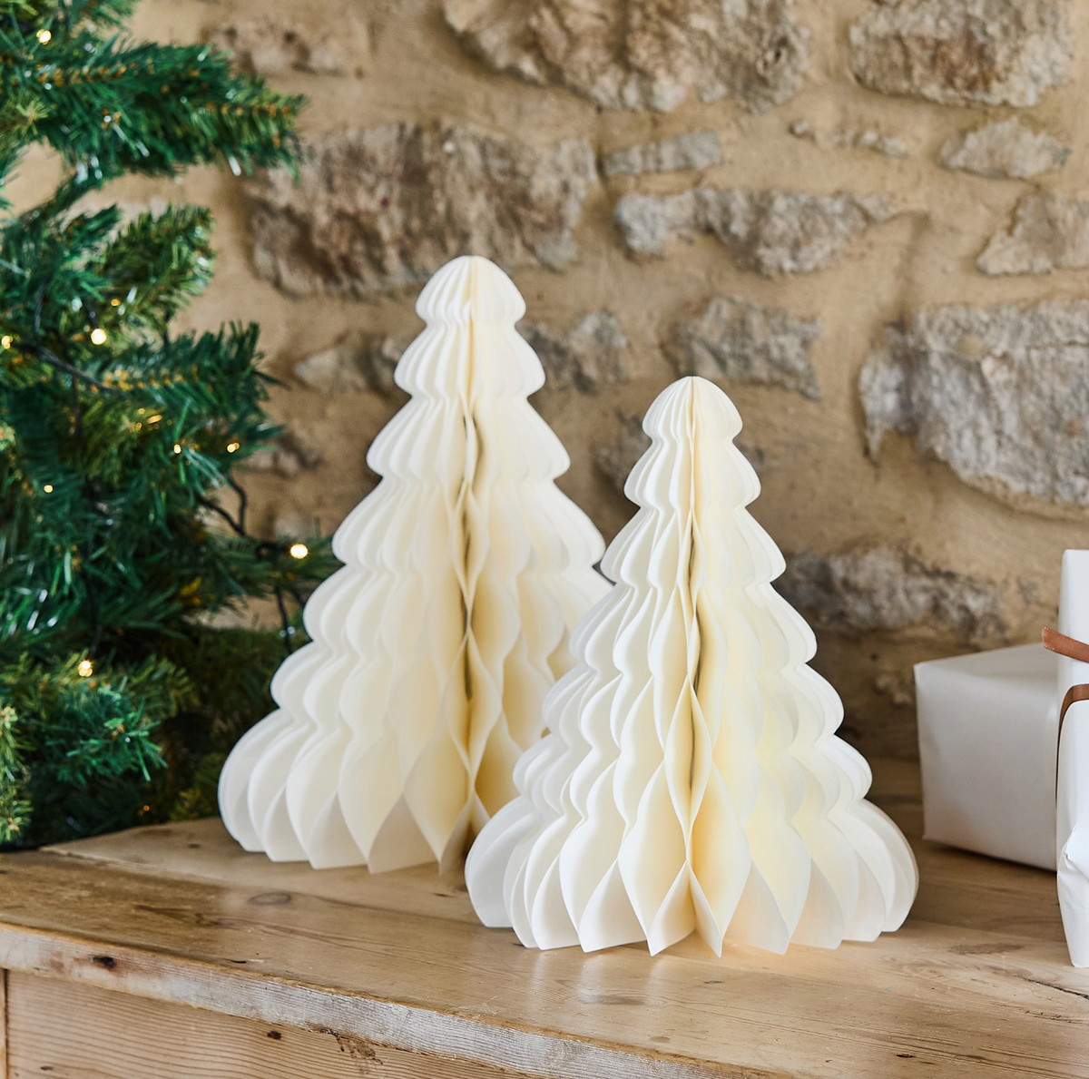 Arbres en nid d'abeille blanc - Lot de 2