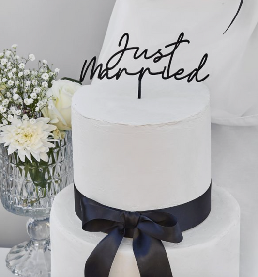 Cake topper acrylique noir "Just Married"
