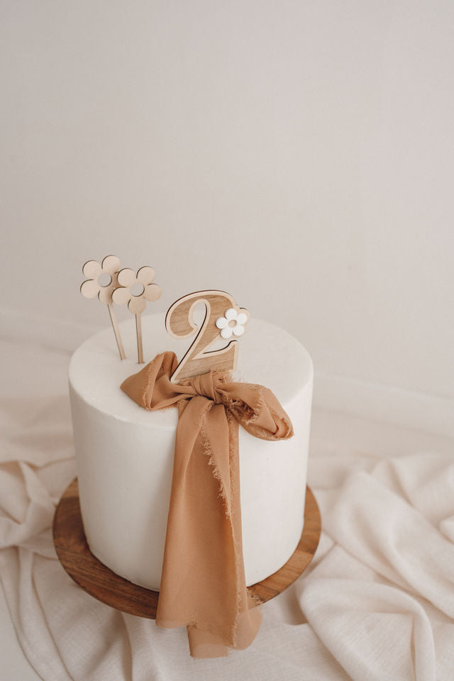 Cake Topper - Lot de 3 marguerites bois ou acrylique