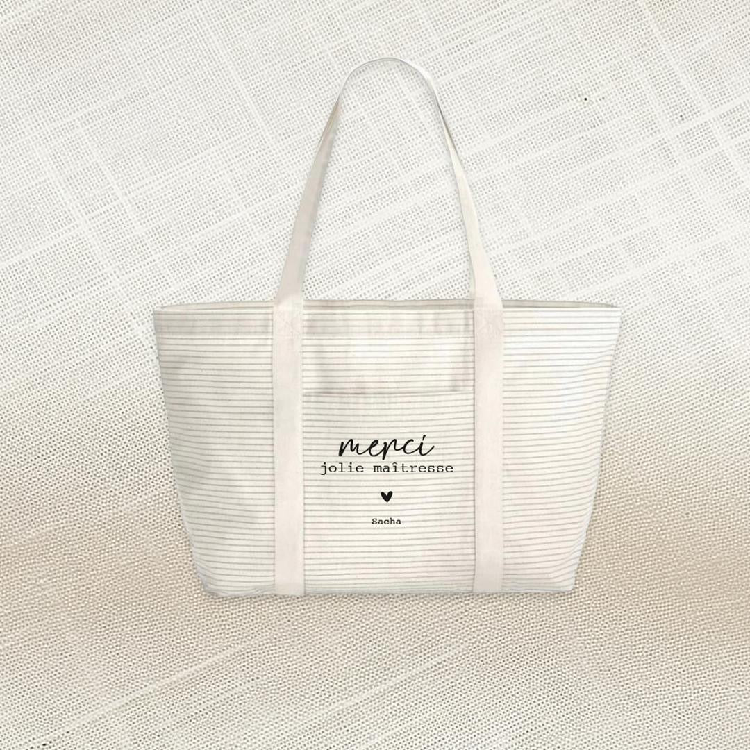 Sac cabas à rayures « Collection Merci »