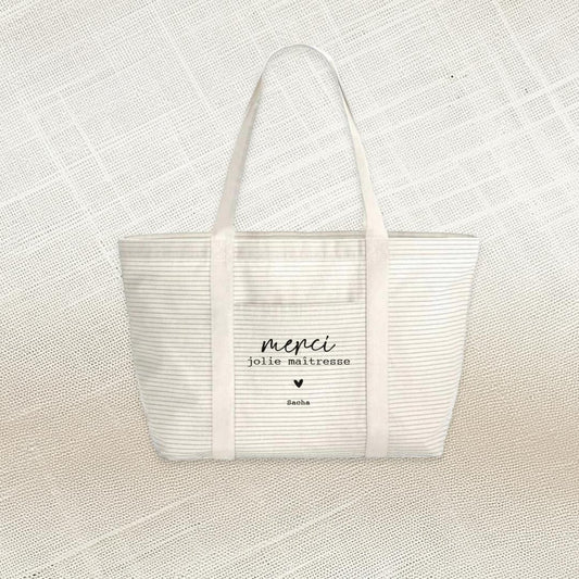 Sac cabas à rayures « Collection Merci »