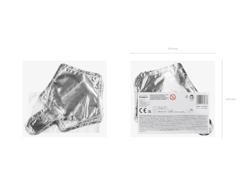 Ballon en aluminium Étoile, 12cm, argenté – lot de 25 pièces