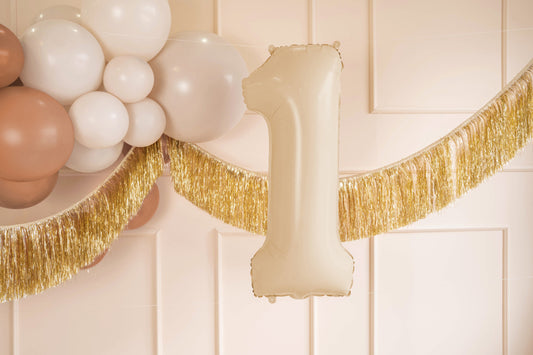 Ballon chiffre aluminium "1", 72cm, beige