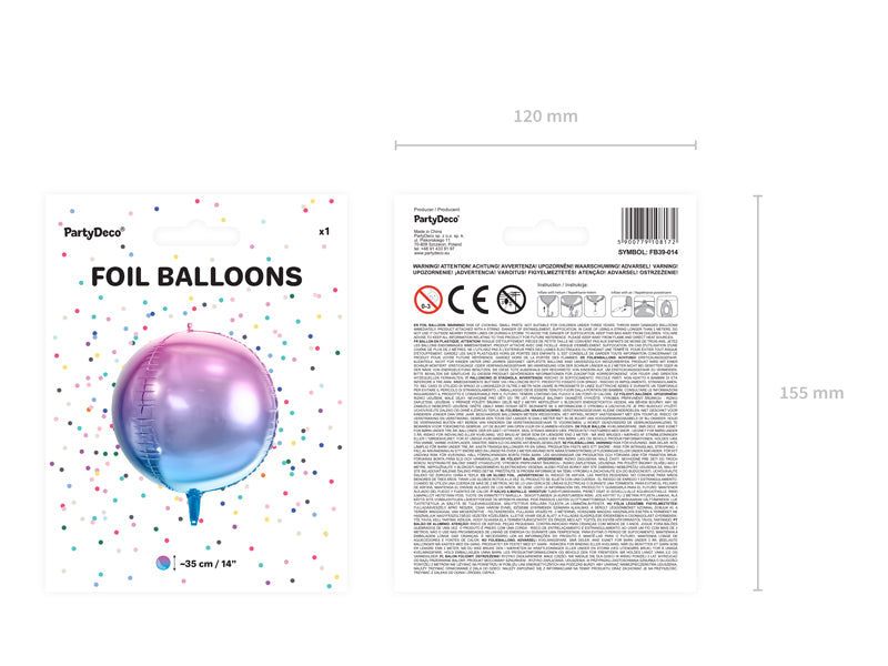 Ballon en aluminium Boule Ombre – violet et bleu – 35cm – Atelier Romy