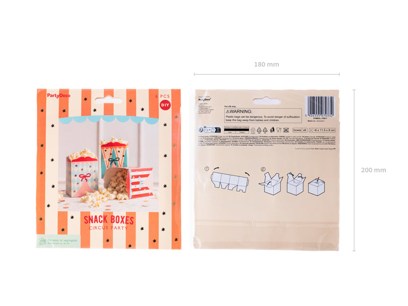Boîtes à snacks Cirque – Lot de 6