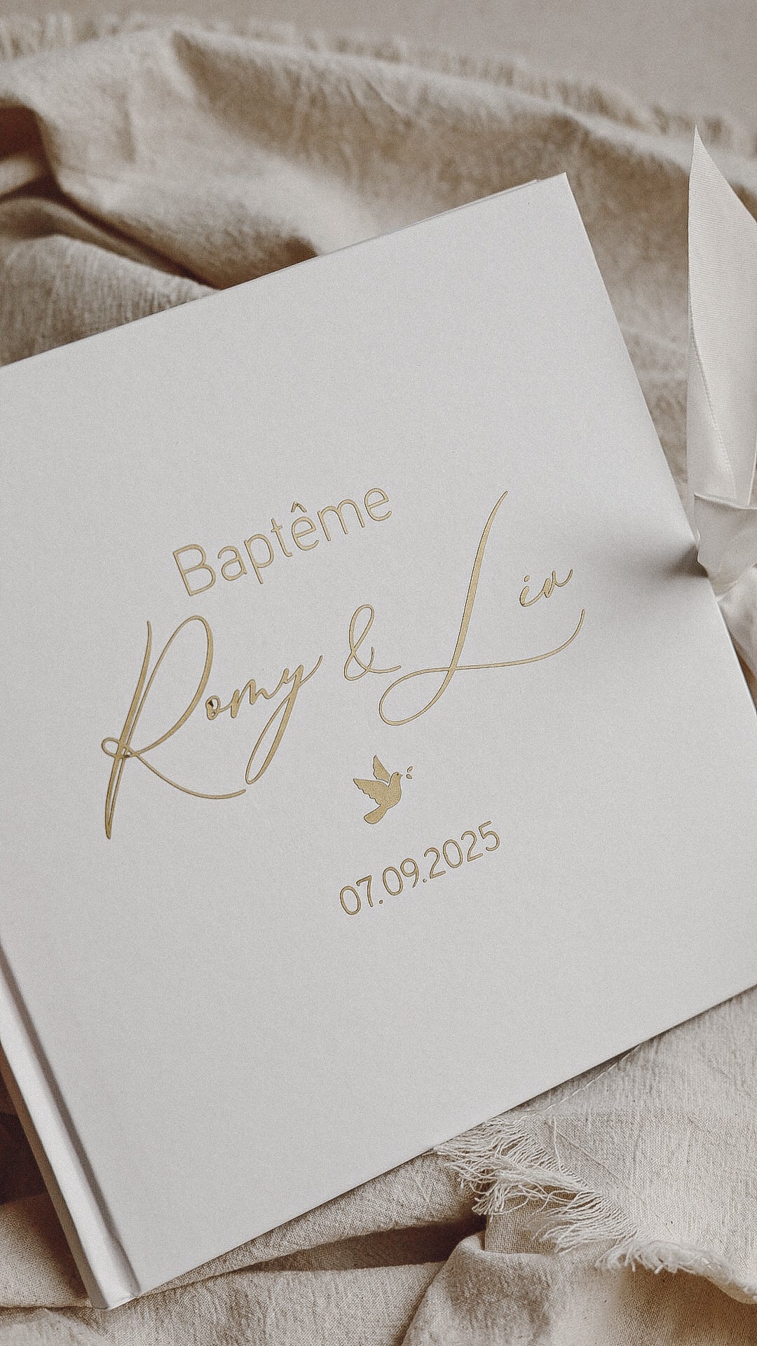 Livre d'or Blanc Ruban - Plusieurs formats Baptême