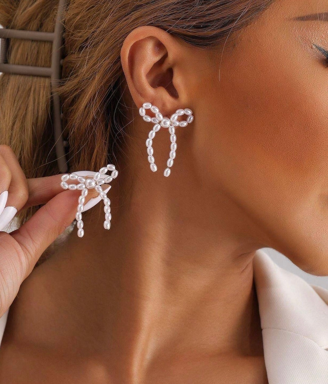 Boucle d'oreille "Noeud perles"