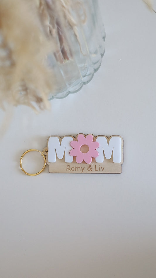 Porte clé marguerite "Mom"