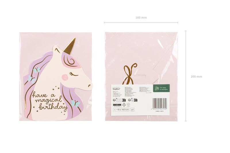 Carte d'anniversaire licorne, assortiment, 15x18.5cm