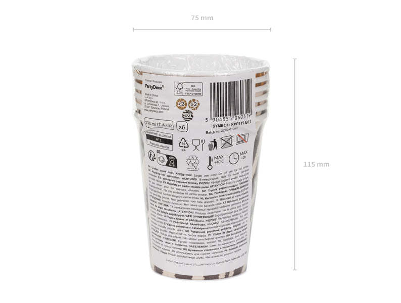 Gobelets Safari à pois 220 ml – Lot de 6