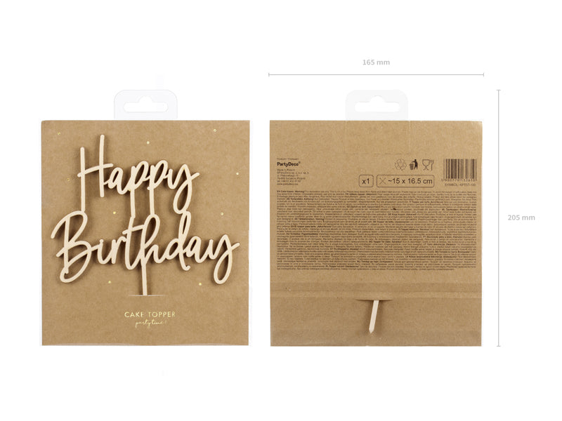 Cake topper en bois Happy Birthday – Anniversaire
