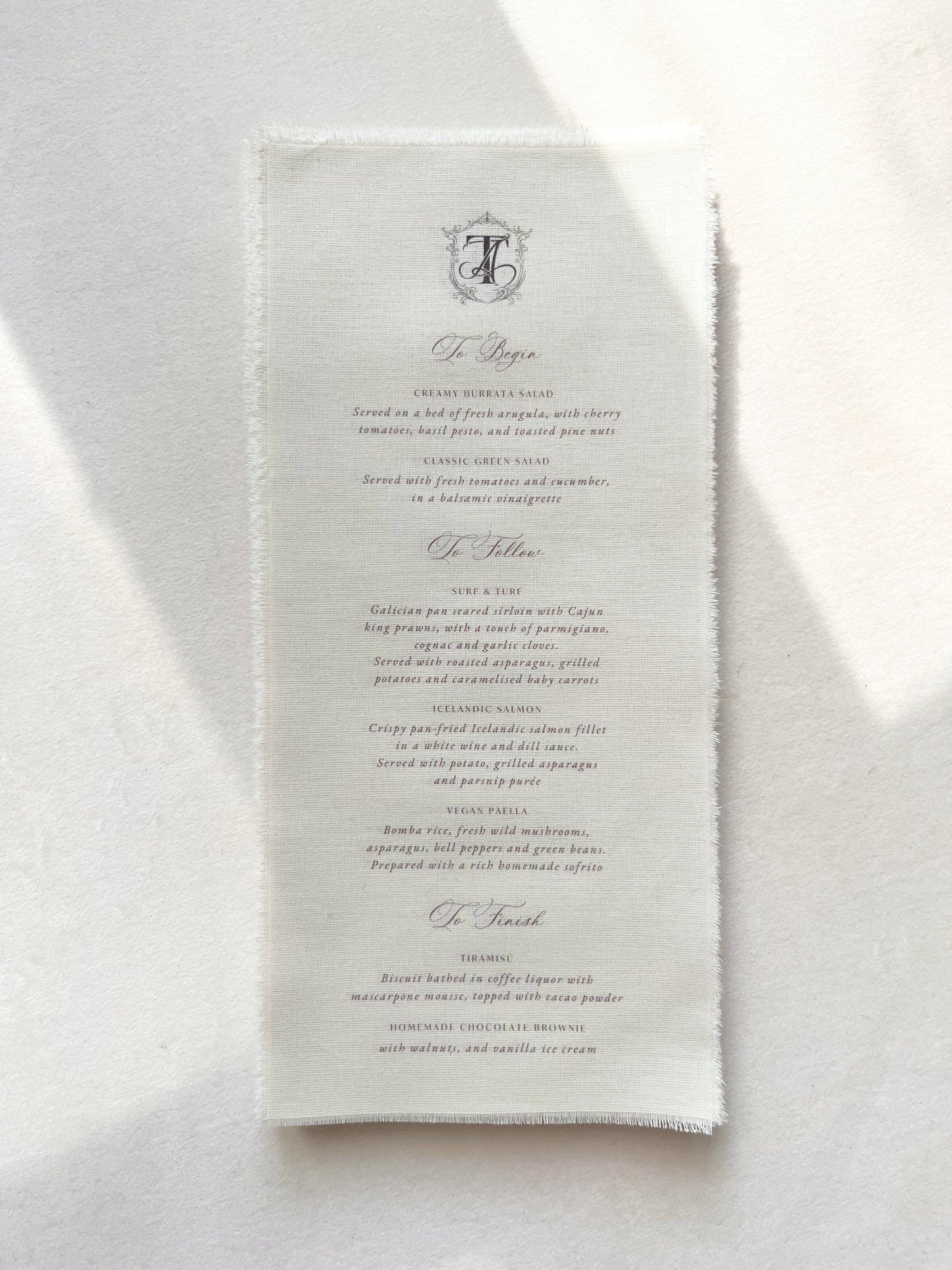 Menu en coton et lin