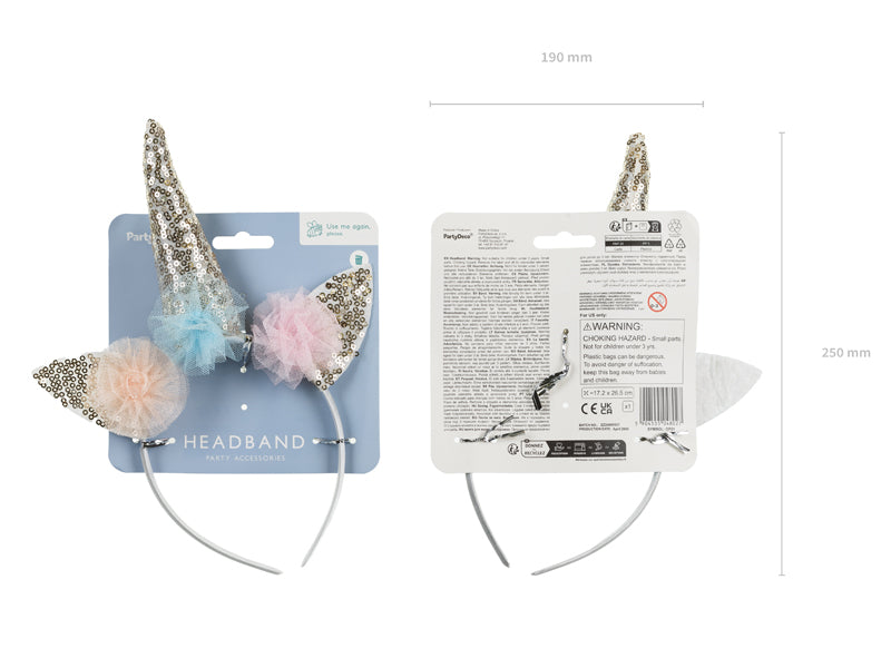 Serre-tête corne de licorne, assortiment, 26,5x17,2 cm