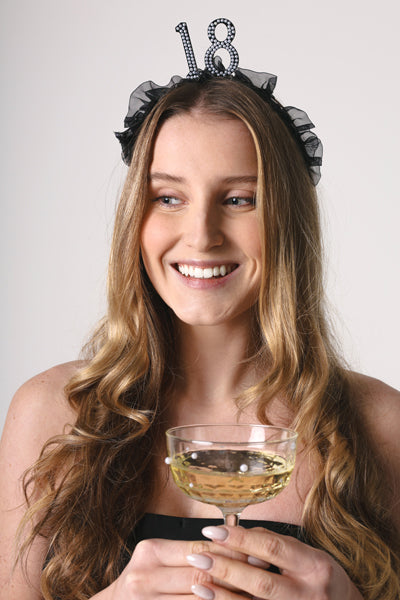 Bandeau '18' avec volant et perles