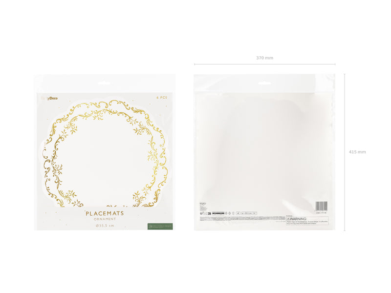 Sets de table blancs à ornements dorés – Lot de 6