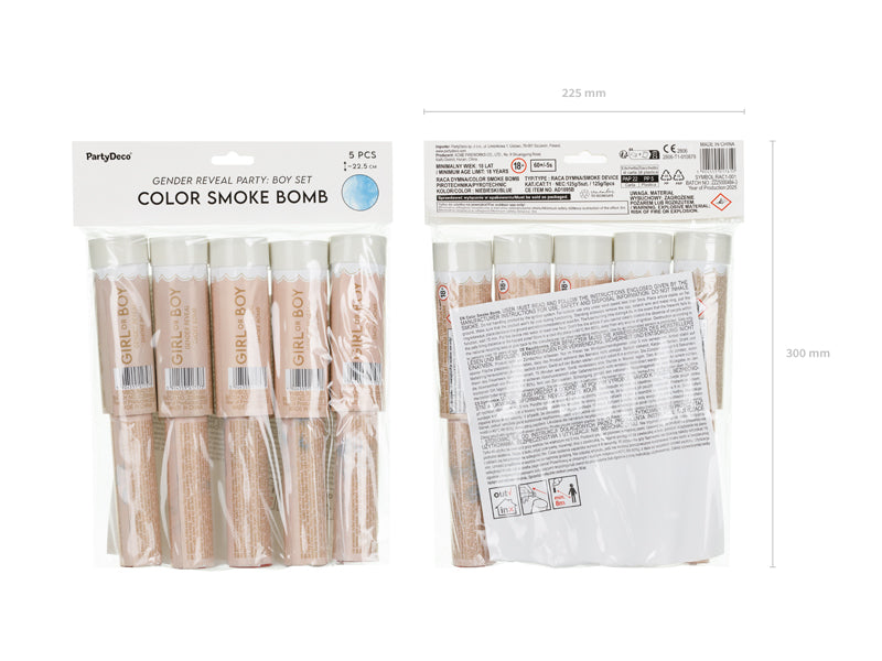 Fumigènes Gender Reveal It’s a Boy – Lot de 5, bleue