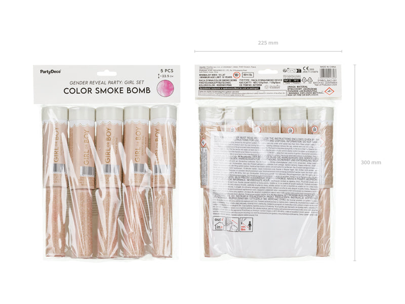 Fumigènes Gender Reveal It’s a Girl – Lot de 5, rose