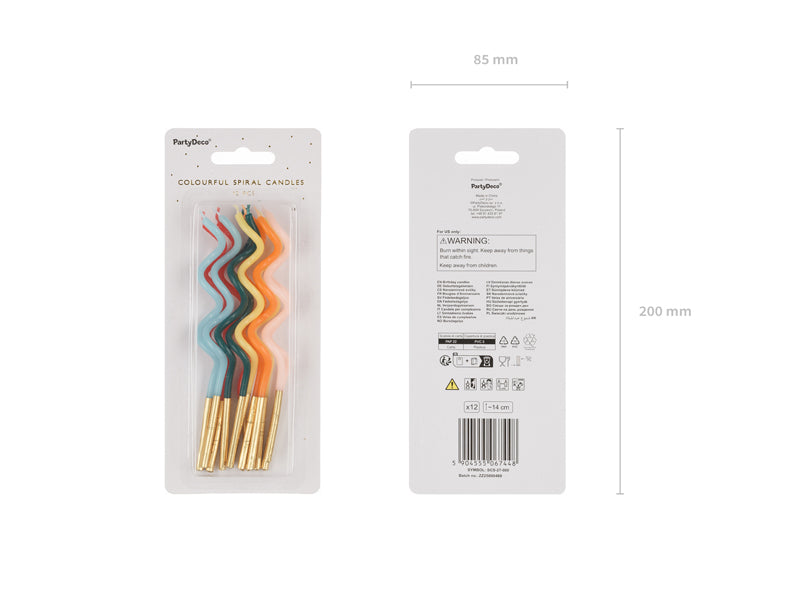 Bougies torsadées arc-en-ciel – Lot de 12