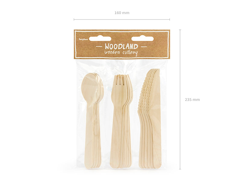 Couverts en bois Woodland – Lot de 18