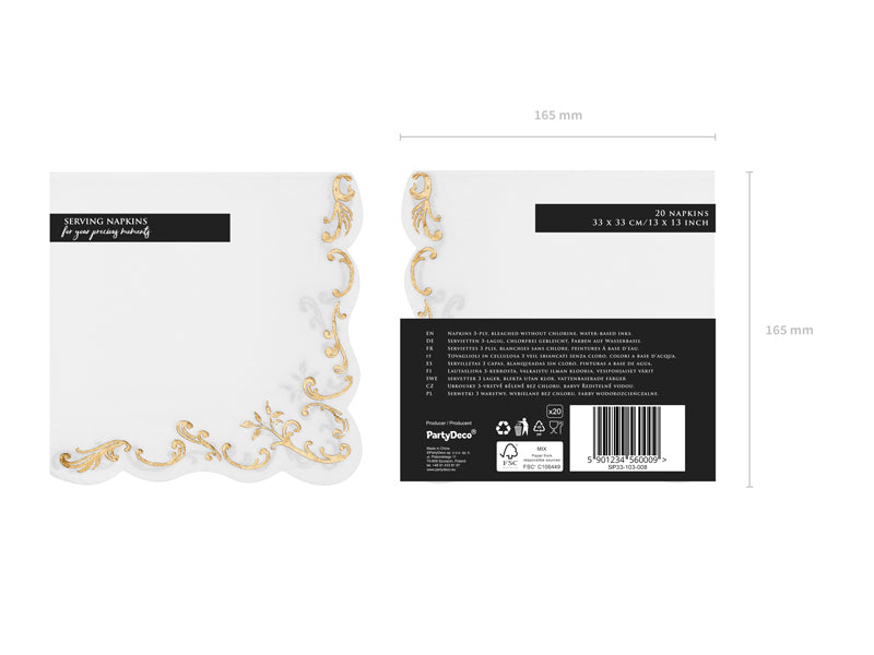 Serviettes Ornement,,+H1 33x33 cm, blanches (1 pqt. / 12 pc.)