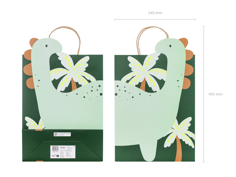 Sac cadeau Dinosauree, 10x24x37 cm, multicolore