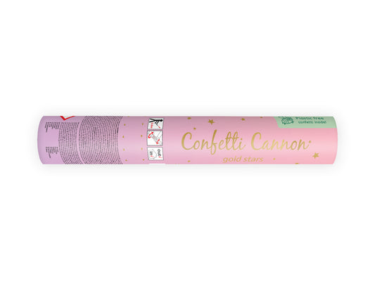 Canon à confettis avec étoiles, 20 cm, or