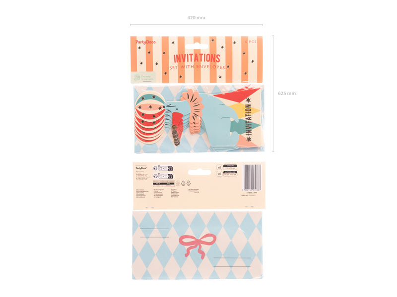Invitations anniversaire phoque avec enveloppes – Lot de 6