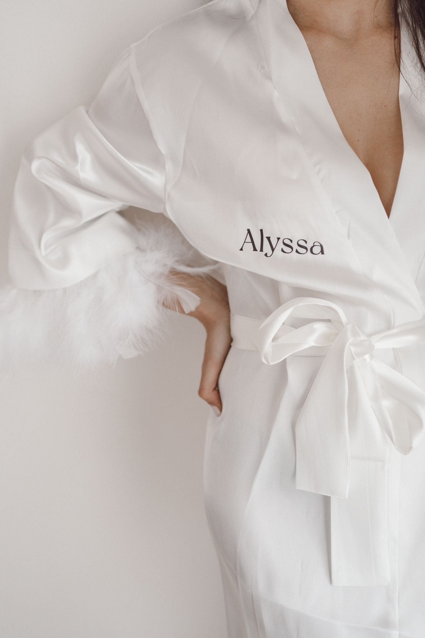 Peignoir Personnalisé Peignoir Plume Femme Kimono/ Peignoir Plumes