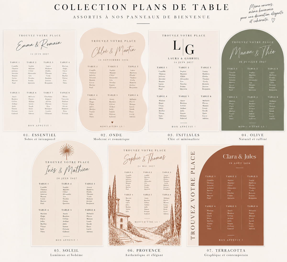 Plan de table - Personnalisé (plusieurs modèles)