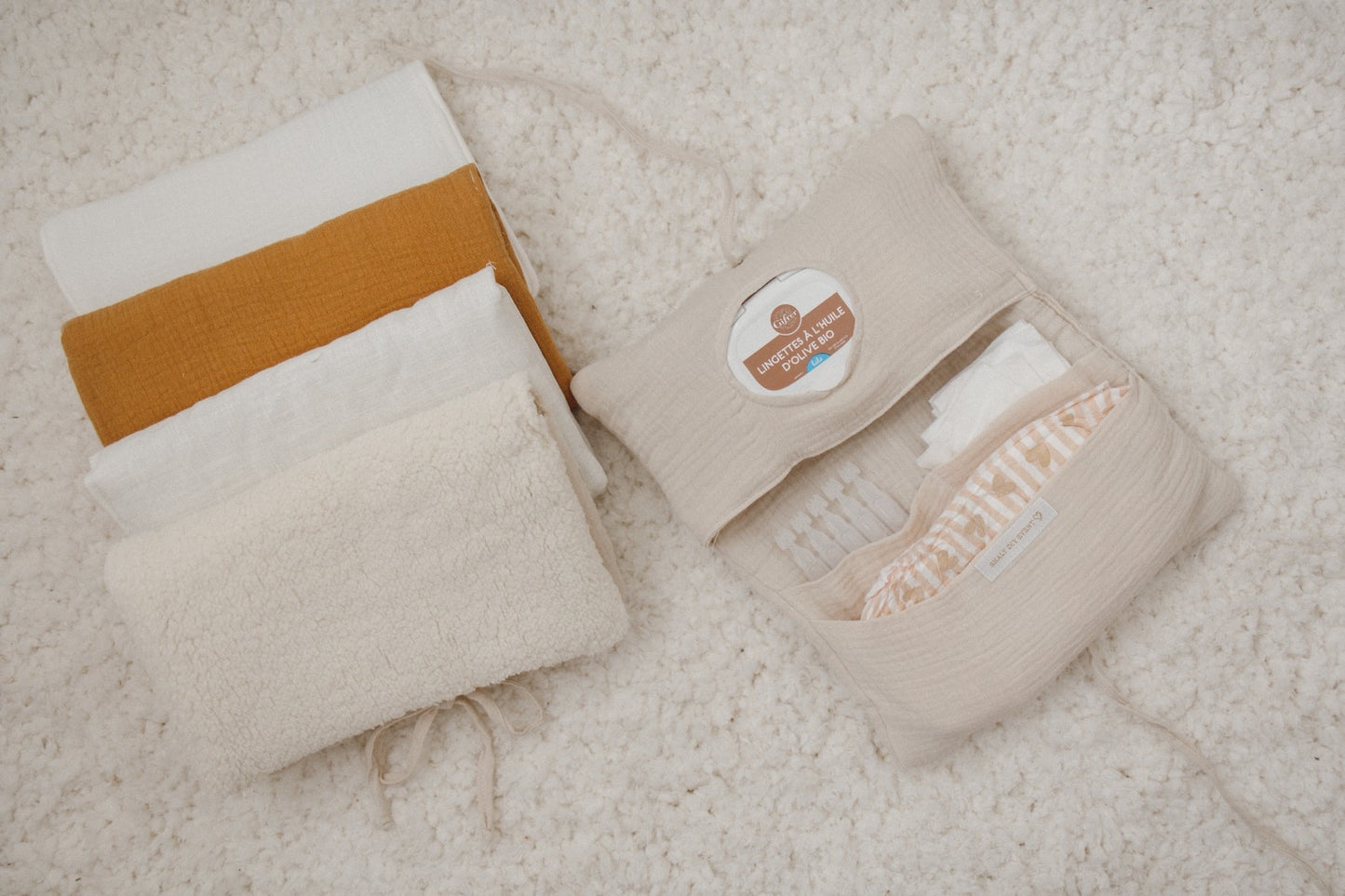 Range couches - Gaze de coton/lin/ moumoute
