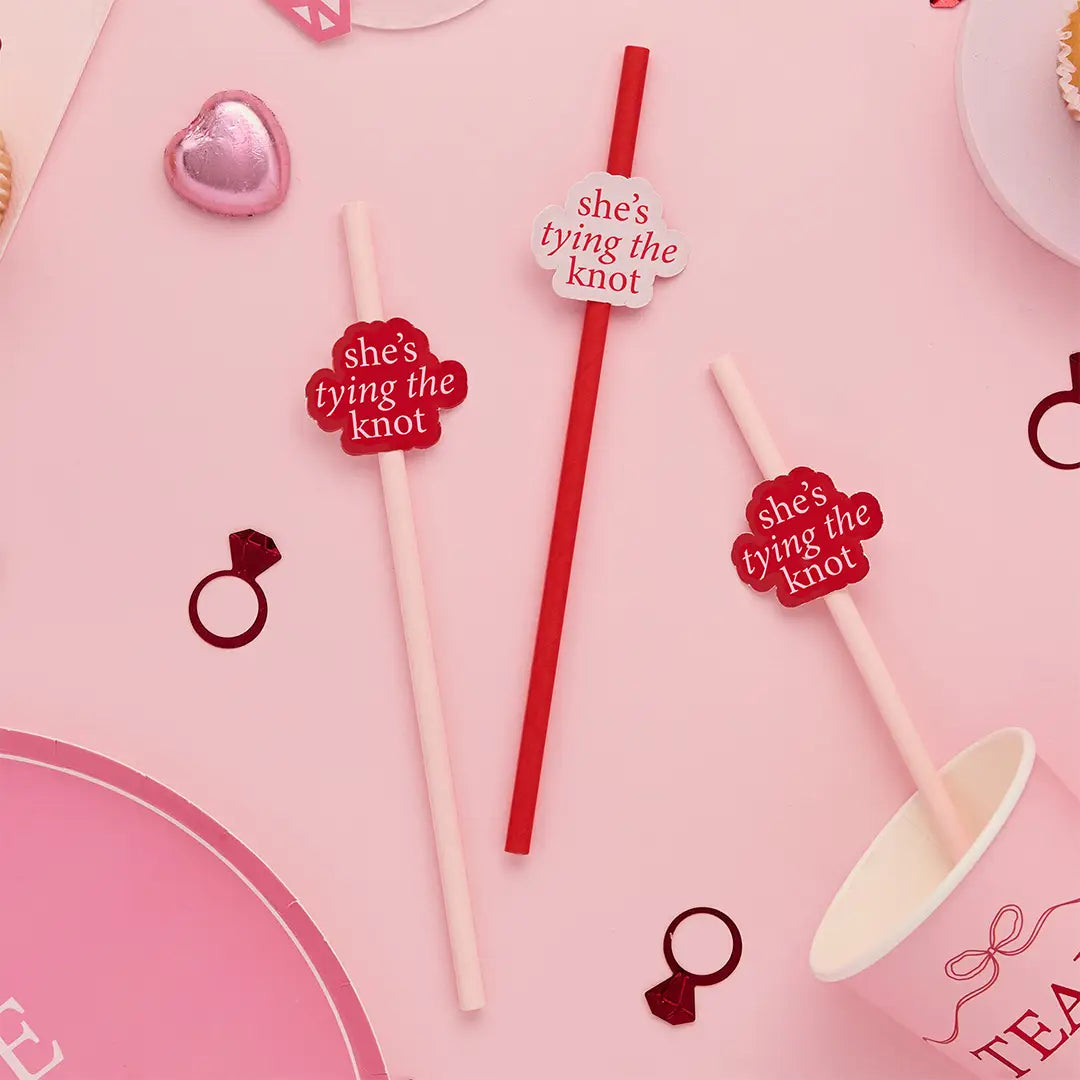 Pailles en papier « Elle se marie » – Pack de 16