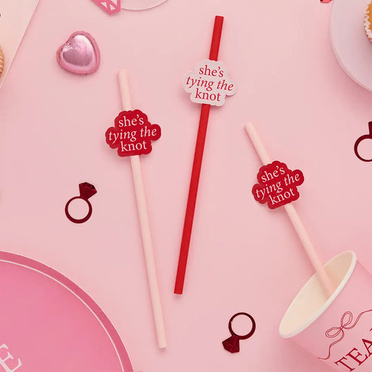 Pailles en papier « Elle se marie » – Pack de 16