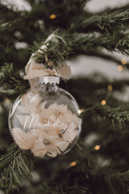 Boule de Noël Ovale - Fleurs séchées