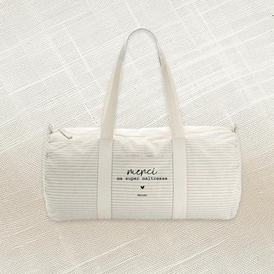 Sac Polochon à rayures « Collection Merci »