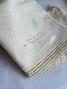 Fouta lurex doré « Collection Merci »