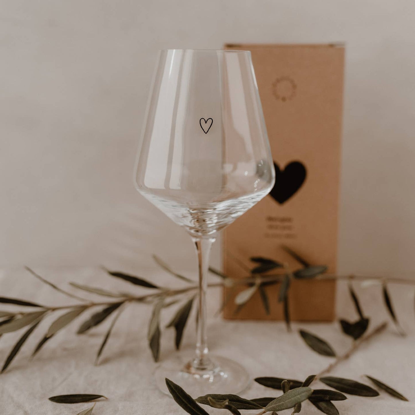 Verre à vin - Coeur gravé