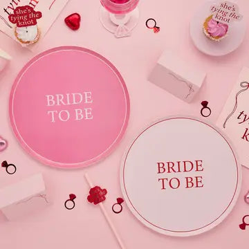 Assiettes en papier roses « Future mariée » - Lot de 8