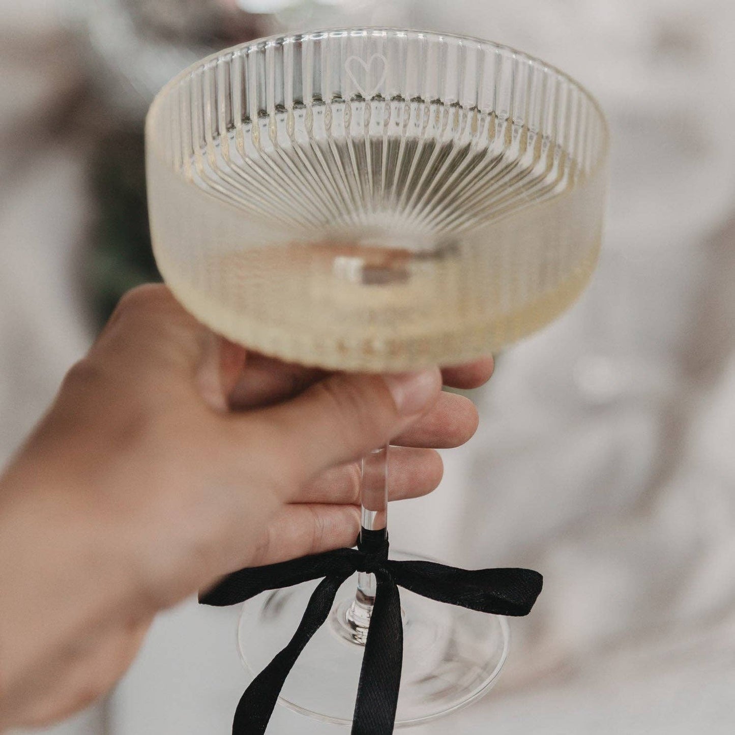 Verre à champagne cœur gravure