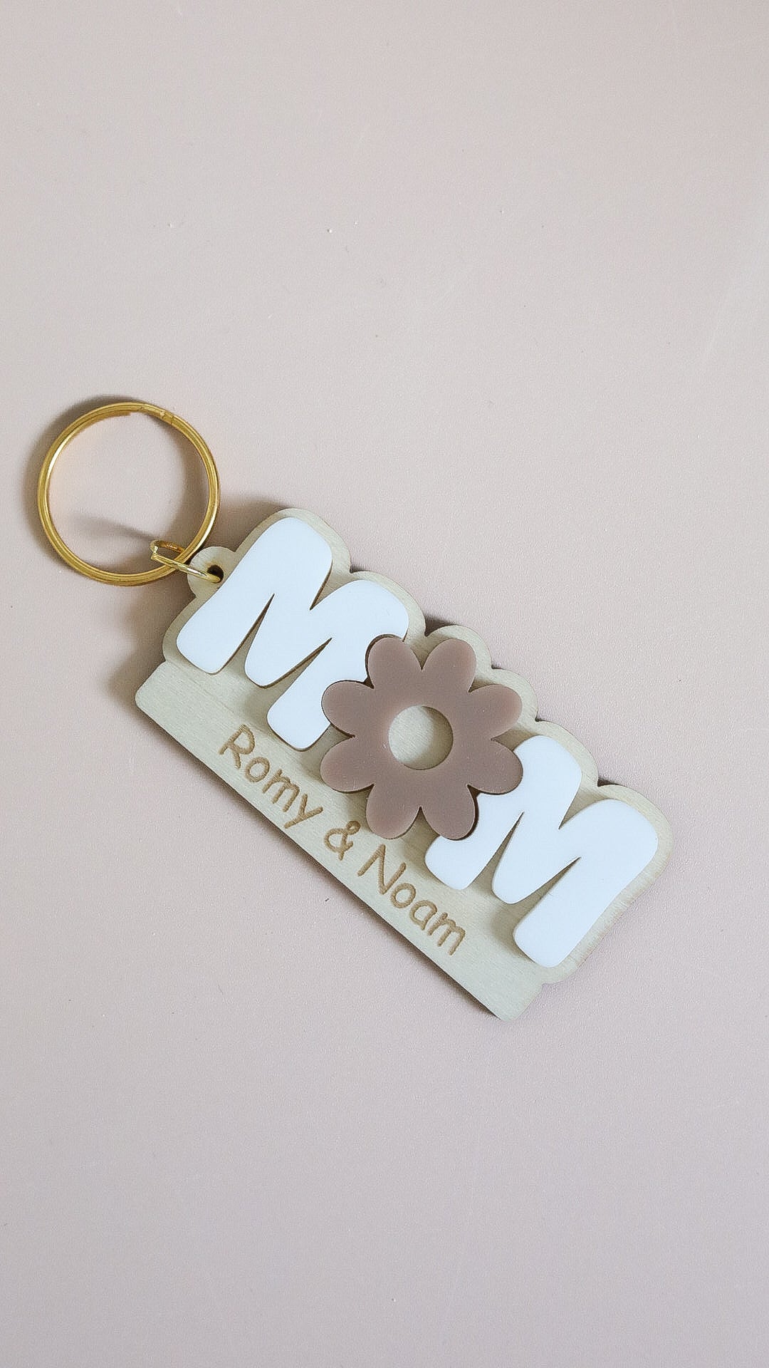 Porte clé marguerite "Mom"