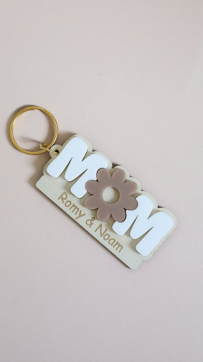 Porte clé marguerite "Mom"
