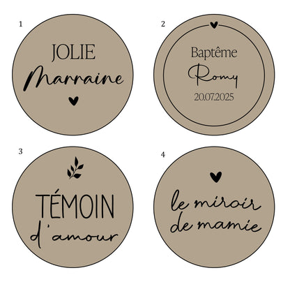 Miroir de poche en bois rond
