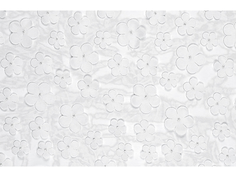 Chemin de table Fleurs, blanc, 26 x 500 cm